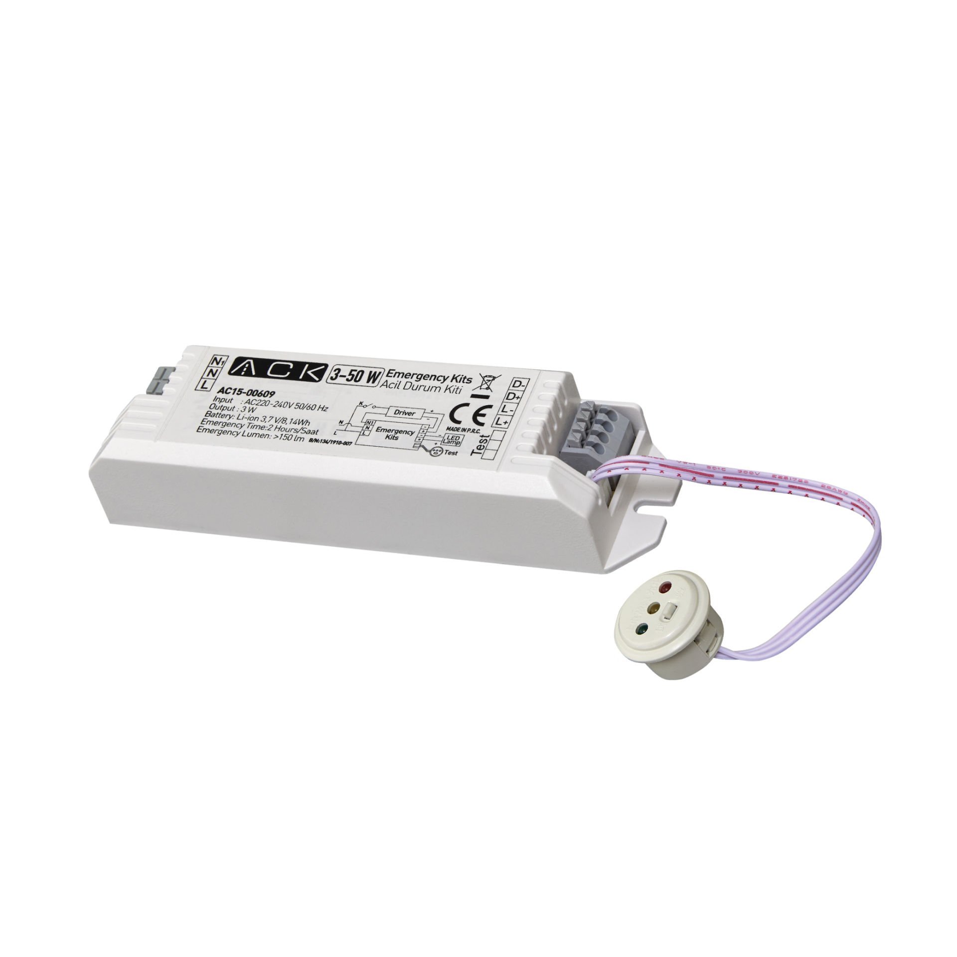 ac15-00609-1 Ack 230V Ac/50 Hz / 1,5W (0,009 A) / Ip20  Acil Aydinlatma Kiti - Görsel 1
