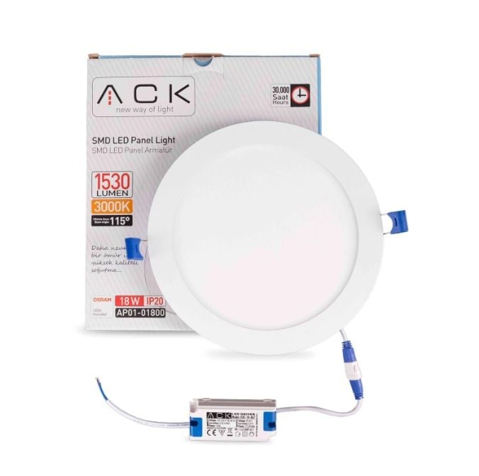 ack-18w-beyaz-3000k-siva-alti-yuvarlak-led-panel-ap01-01800 ACK 18W Beyaz 3000K Sıva Altı Yuvarlak Led Panel AP01-01800 - Görsel 1