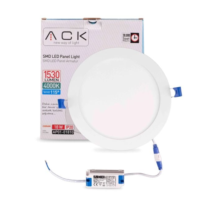 ack-18w-beyaz-4000k-siva-alti-yuvarlak-led-panel-ap01-01810 ACK 18W Beyaz 4000K Sıva Altı Yuvarlak Led Panel AP01-01810 - Görsel 1