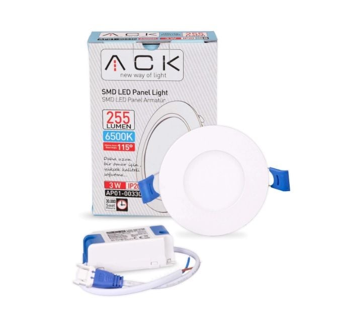 ack-3w-beyaz-6500k-siva-alti-yuvarlak-led-panel-ap01-00330 ACK 3W Beyaz 6500K Sıva Altı Yuvarlak Led Panel AP01-00330 - Görsel 1