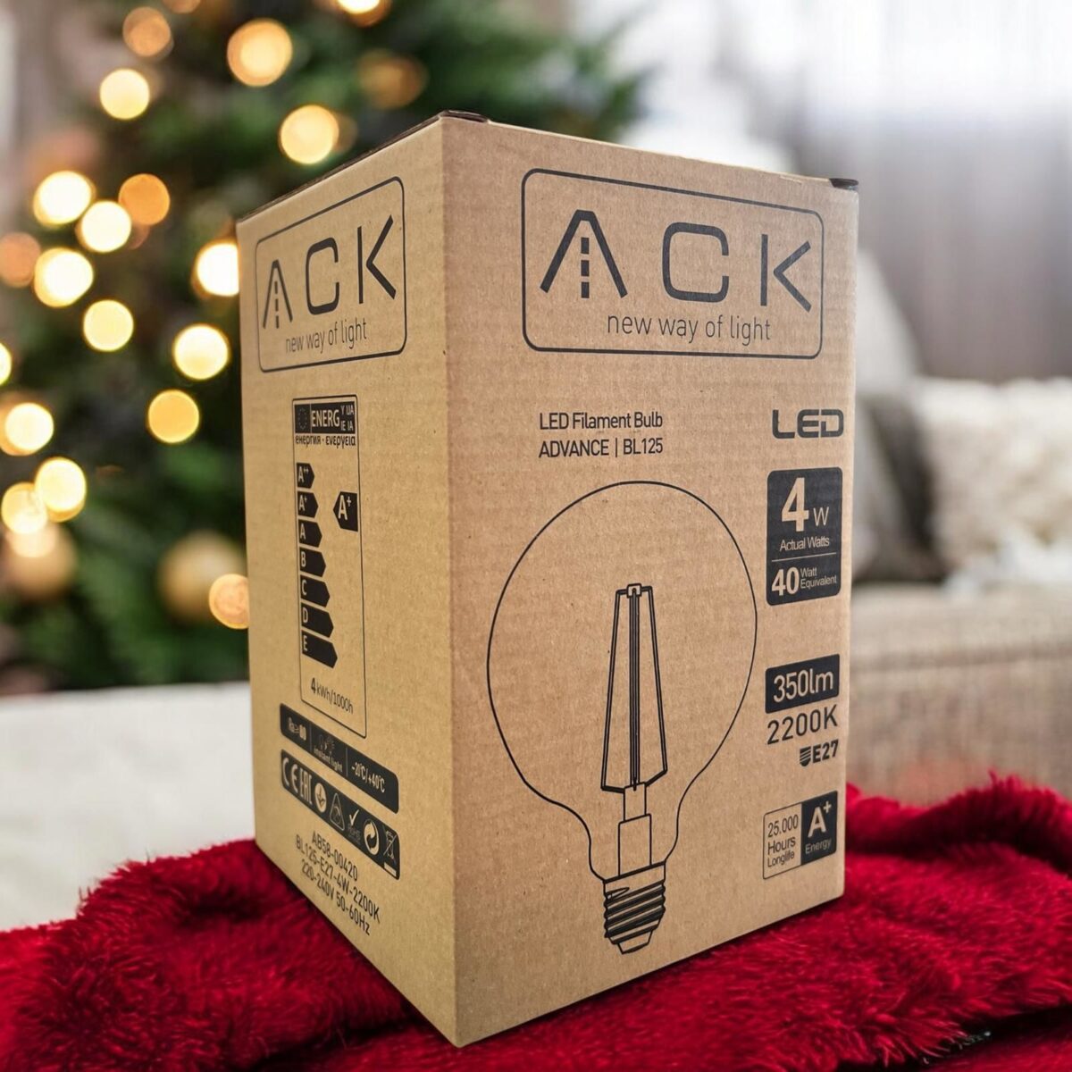 ACK 4W 220-240V E27 2200K G125 Led Rustık Ampul AB58-00420 - Görsel 2