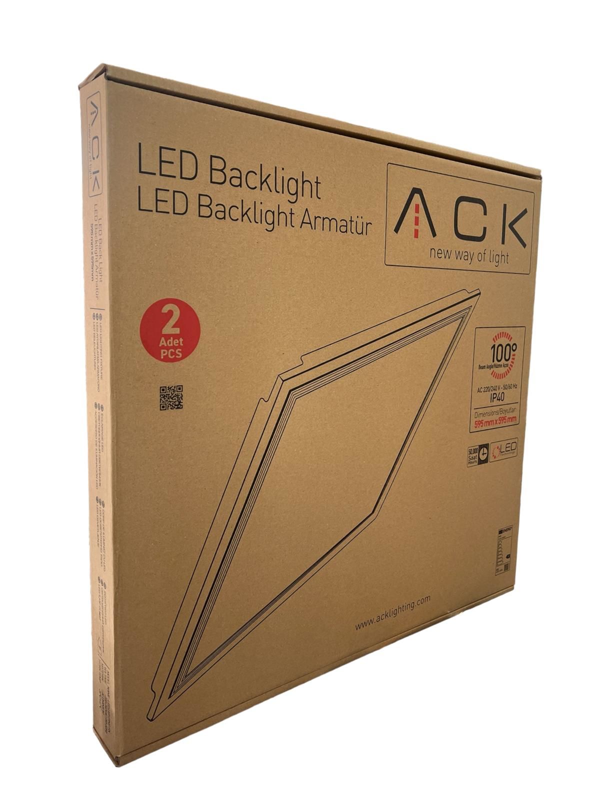 ack-60x60-panel-led ACK 595Mmx595Mm 42W Beyaz 6500K Sıva Altı Backlıght Led Panel AP20-46630 - Görsel 1