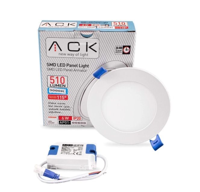 ack-6w-beyaz-3000k-siva-alti-yuvarlak-led-panel-ap01-00600 ACK 6W Beyaz 3000K Sıva Altı Yuvarlak Led Panel AP01-00600 - Görsel 1