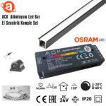 ACK AB01-03233 24V Alüminyum Led Bar 6500K 3Mt  El Sensörlü Komple Set