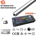 ACK AB01-02203 24V Alüminyum Led Bar 3000K 2Mt  Hareket Sensörlü Komple Set