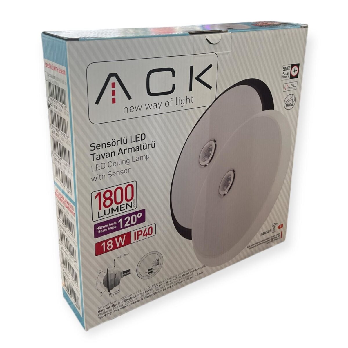 ACK 18W 6500K Sensorlu Led Tavan Armaturu AC17-00130 - Görsel 3