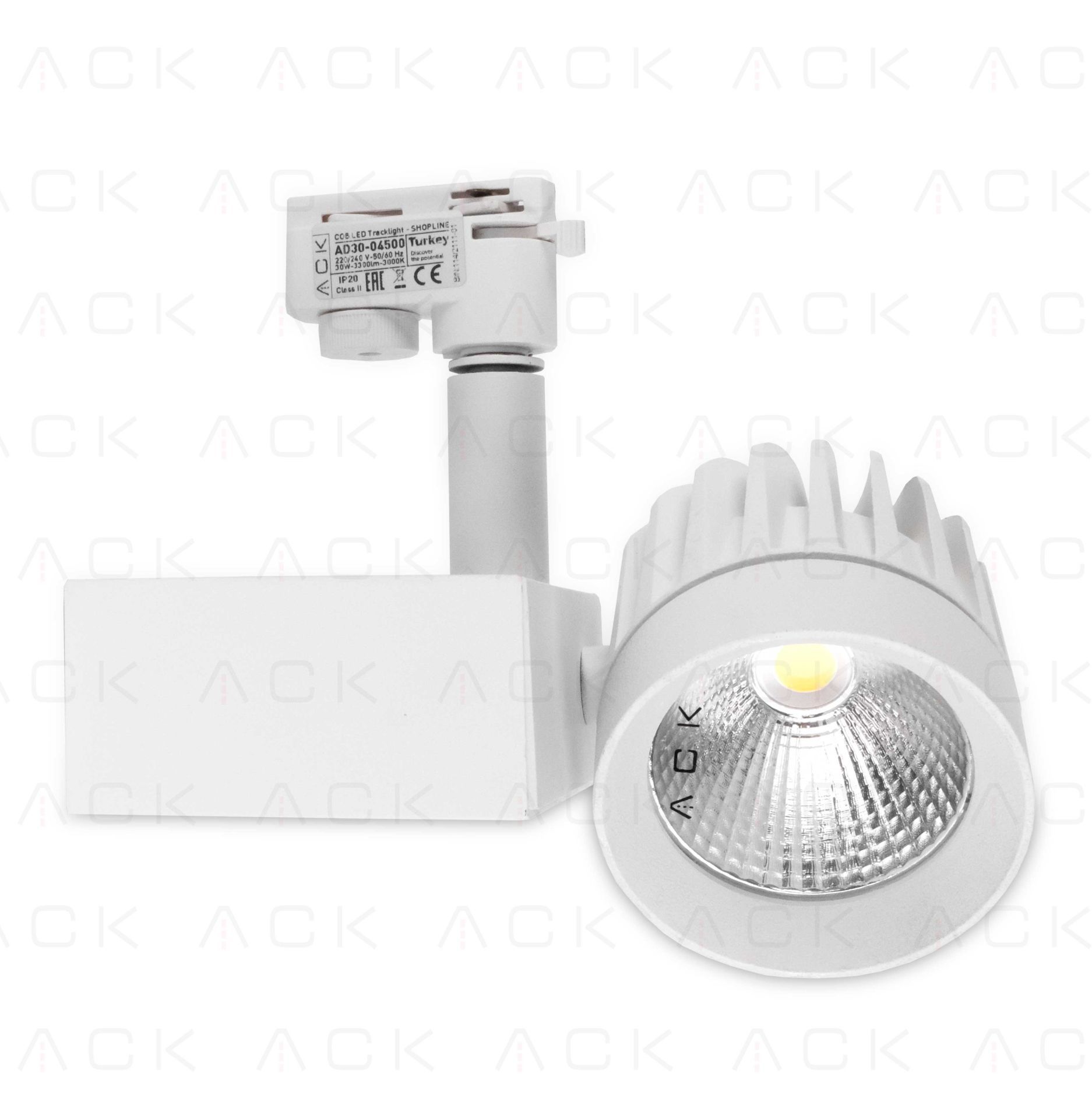 ad30-04510 ACK 30W Beyaz 4000K Cob Led Monofaze Ray Armatürü AD30-04510 - Görsel 1