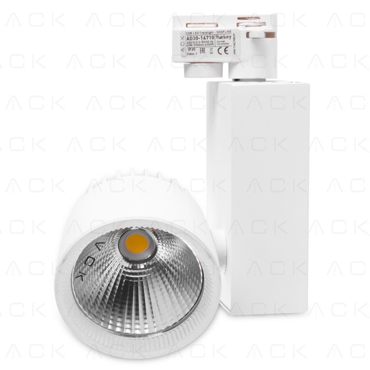 ad30-14700 ACK 40W Beyaz 3000K Cob Led Monofaze Ray Armatürü AD30-14700 - Görsel 1