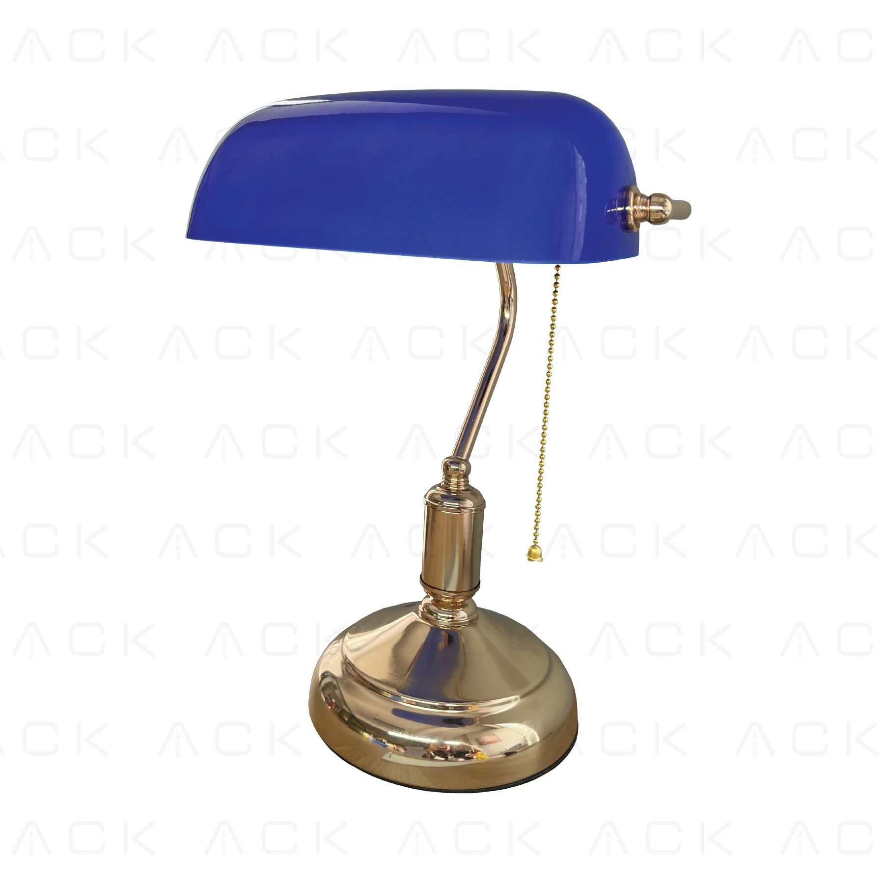 af10-00627 ACK Banker Masa Lambası Mavı Cam - Eskıtme Govde E27 AF10-00627 - Görsel 1