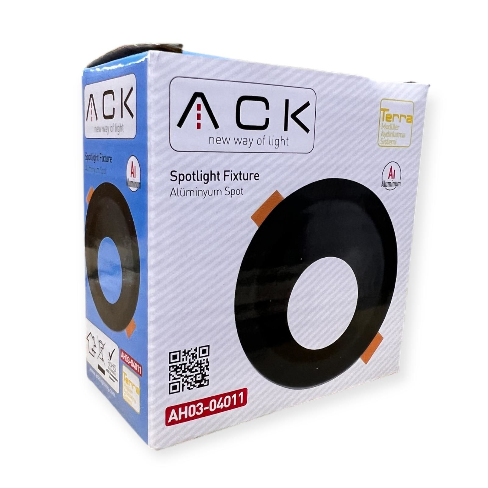 ah03-04011-1 ACK Terra Siyah Sıva Altı Spotlıght Yuvarlak AH03-04011 - Görsel 1