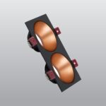 ACK Siyah Çift Kare Çerçeve / Sandy Rose Gold Reflektör Sıva Altı Spotlıght AH03-07321