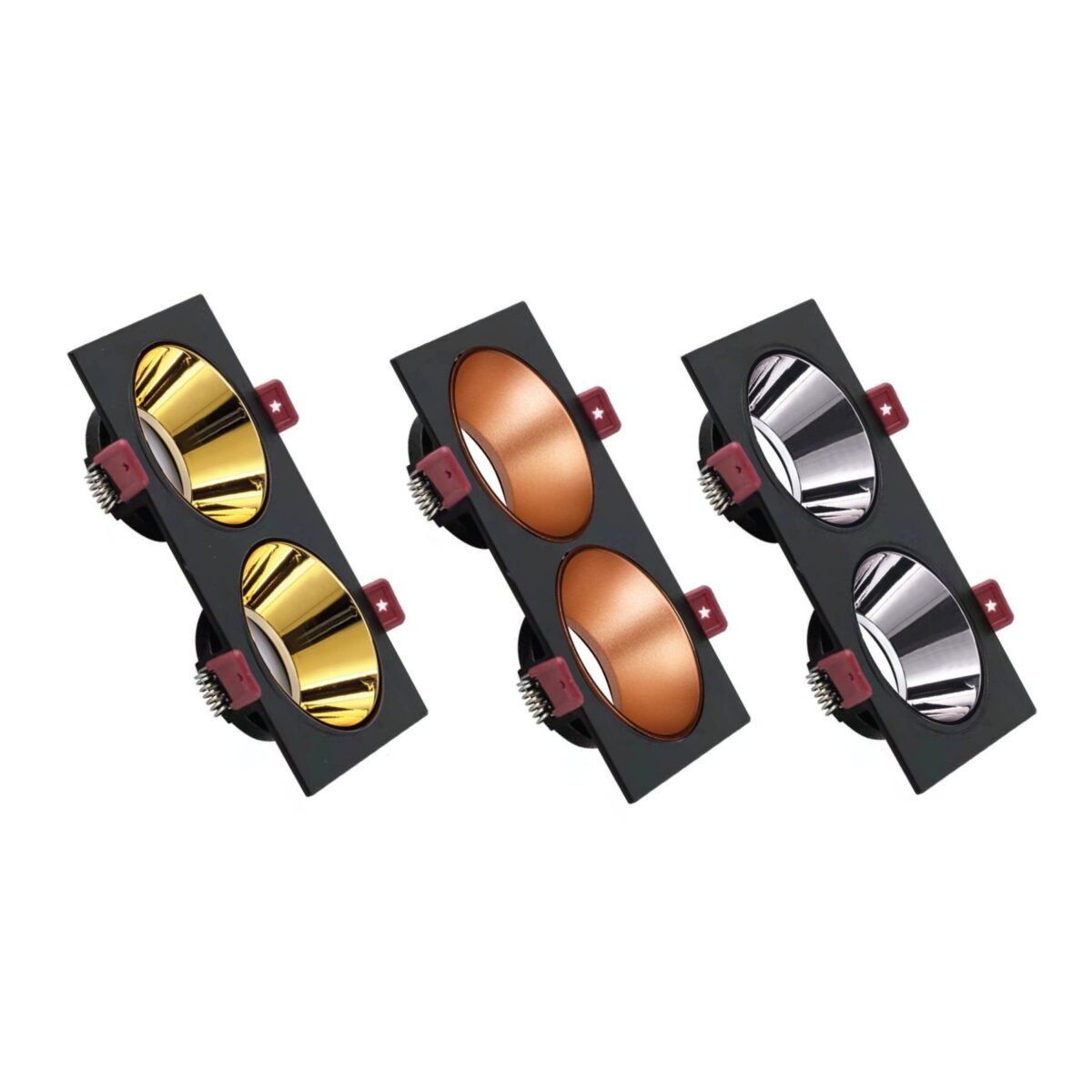 ACK Siyah Çift Kare Çerçeve / Sandy Rose Gold Reflektör Sıva Altı Spotlıght AH03-07321 - Görsel 2