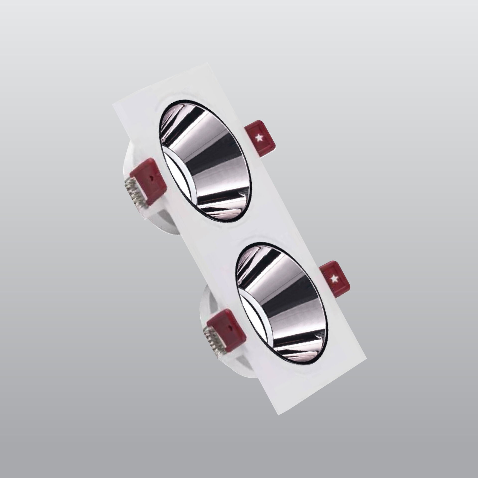 ah03-07330-01 ACK Beyaz Çift Kare Çerçeve / Siyah Krom Reflektör Sıva Altı Spotlıght AH03-07330 - Görsel 1