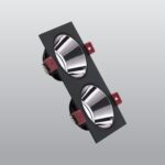 ACK Siyah Çift Kare Çerçeve / Siyah Krom Reflektör Sıva Altı Spotlıght AH03-07331