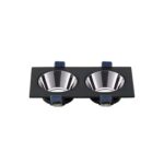 ACK Siyah Çift Kare Çerçeve / Siyah Krom Reflektör Sıva Altı Spotlıght Metal Gövde AH03-08331 - Görsel 2