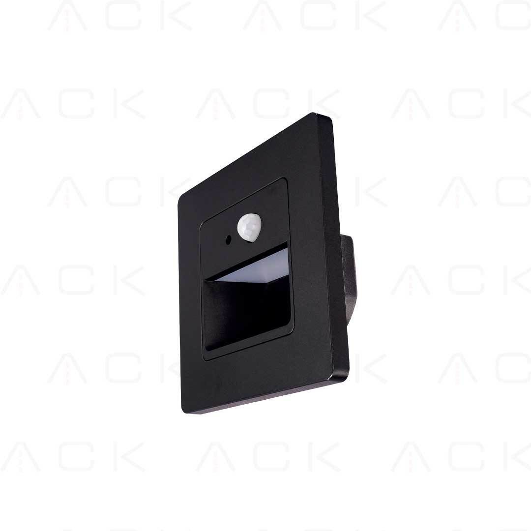ah07-00401 ACK Sensörlü Merdiven Armatürü Siyah Kasa 3000K AH07-00401 - Görsel 1