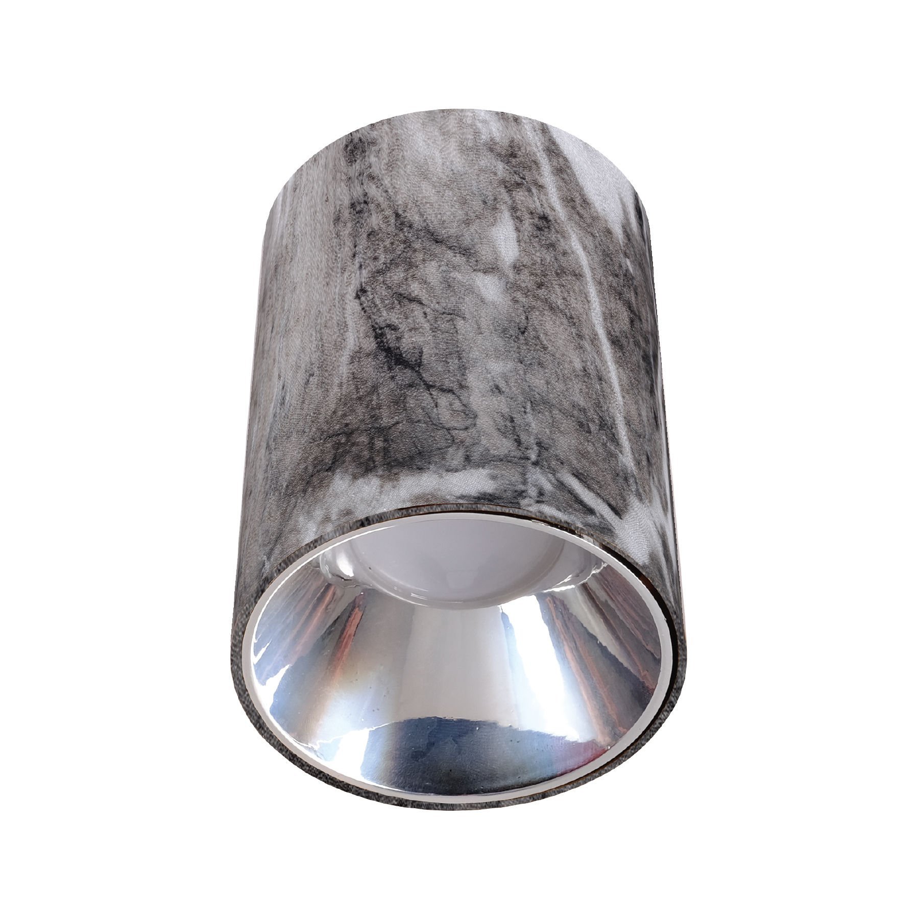 ah12-08512 ACK Sıvaüstü Dekoratif Armatür Ø80Mmx110Mm Siyah Reflektör Gri Mermer Kasa AH12-08512 - Görsel 1