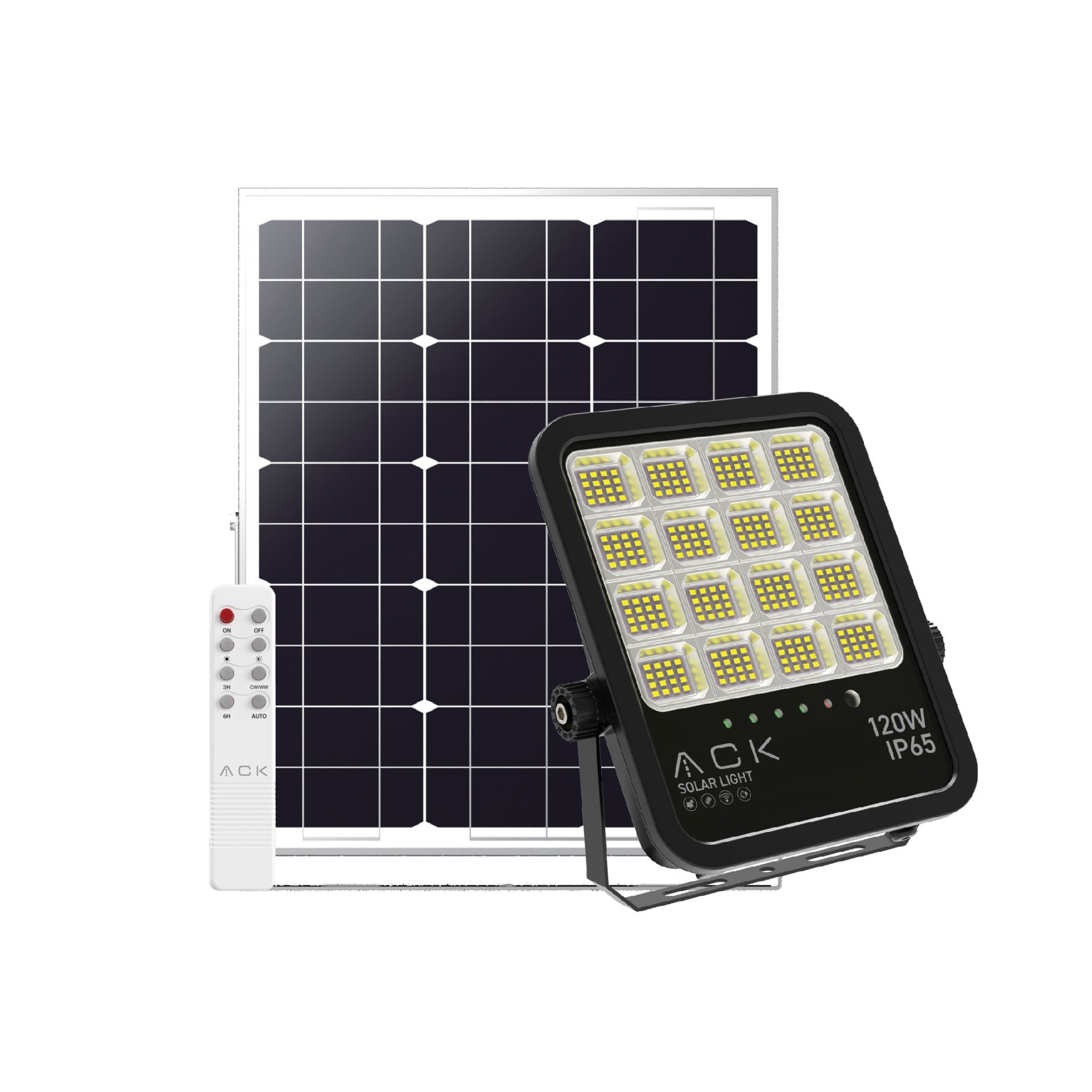 at66-19192 ACK 120W Solar Led Projektör 6500K-4000K-3000K Ayarlanabilir  Ip65 AT66-19192 - Görsel 1