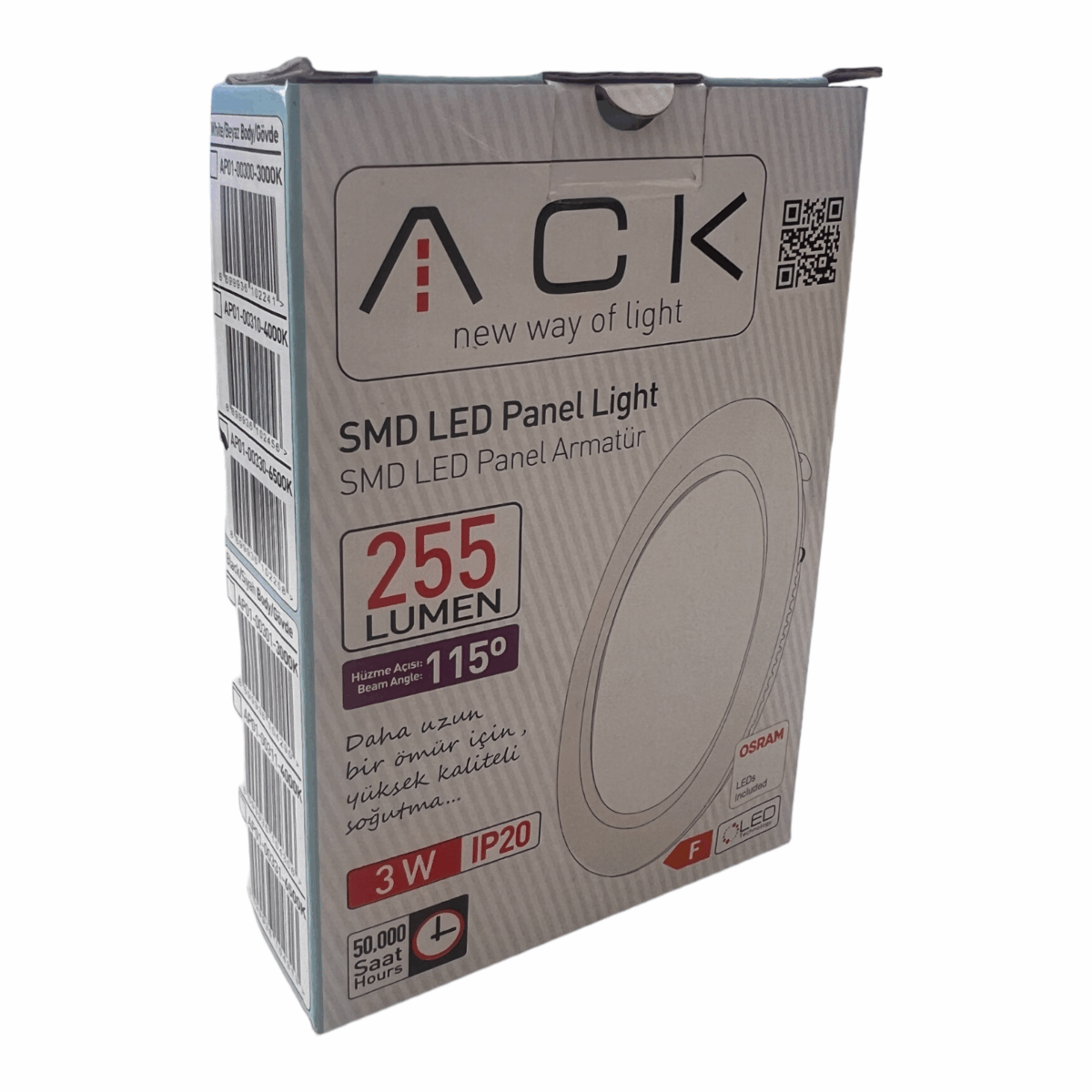 ACK 3W Beyaz 6500K Sıva Altı Yuvarlak Led Panel AP01-00330 - Görsel 5